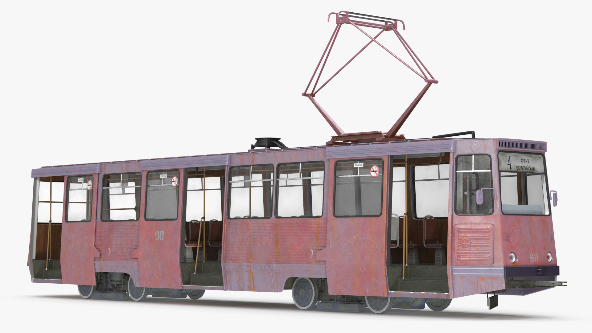 3D Retro Tram KTM-5 Old Rigged for Cinema 4D