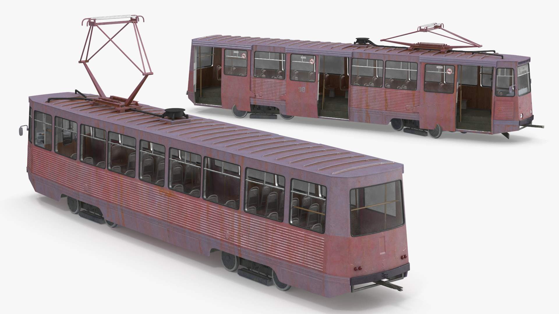 3D Retro Tram KTM-5 Old Rigged for Cinema 4D