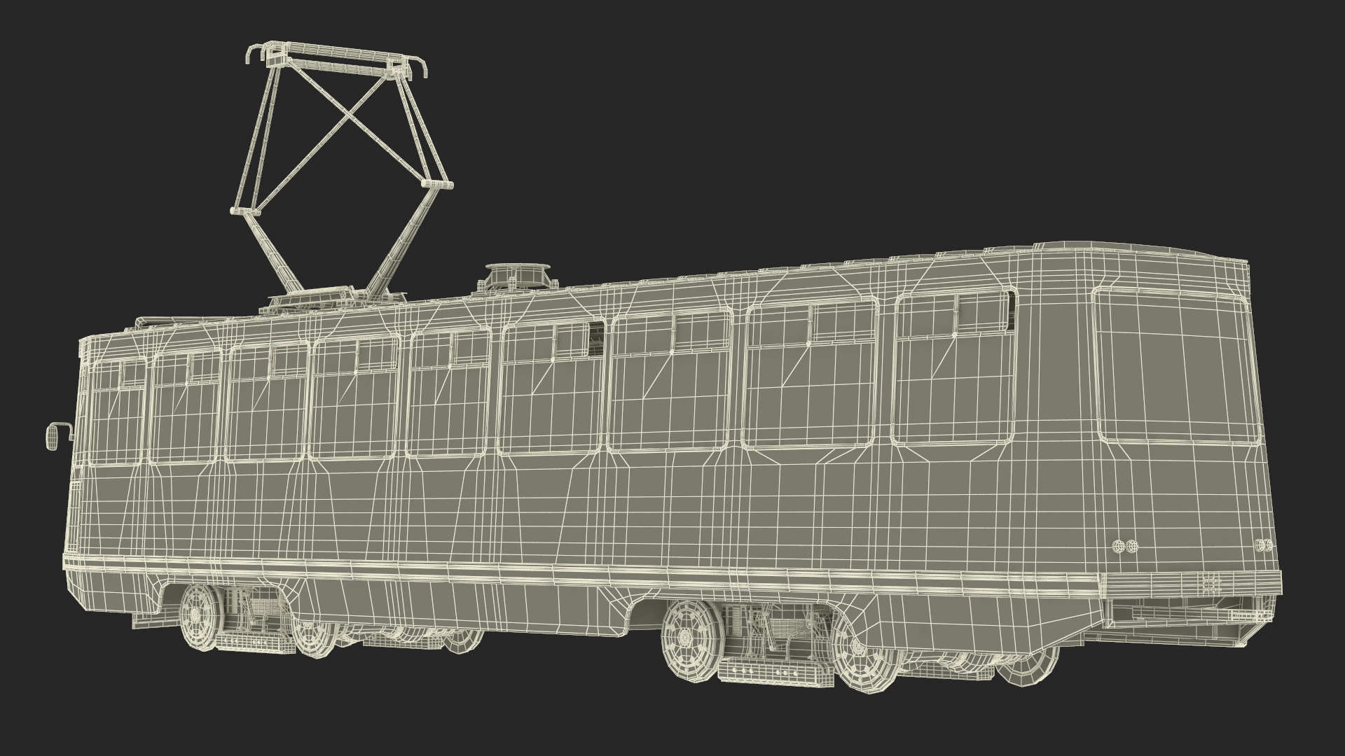 3D Retro Tram KTM-5 Old Rigged for Cinema 4D