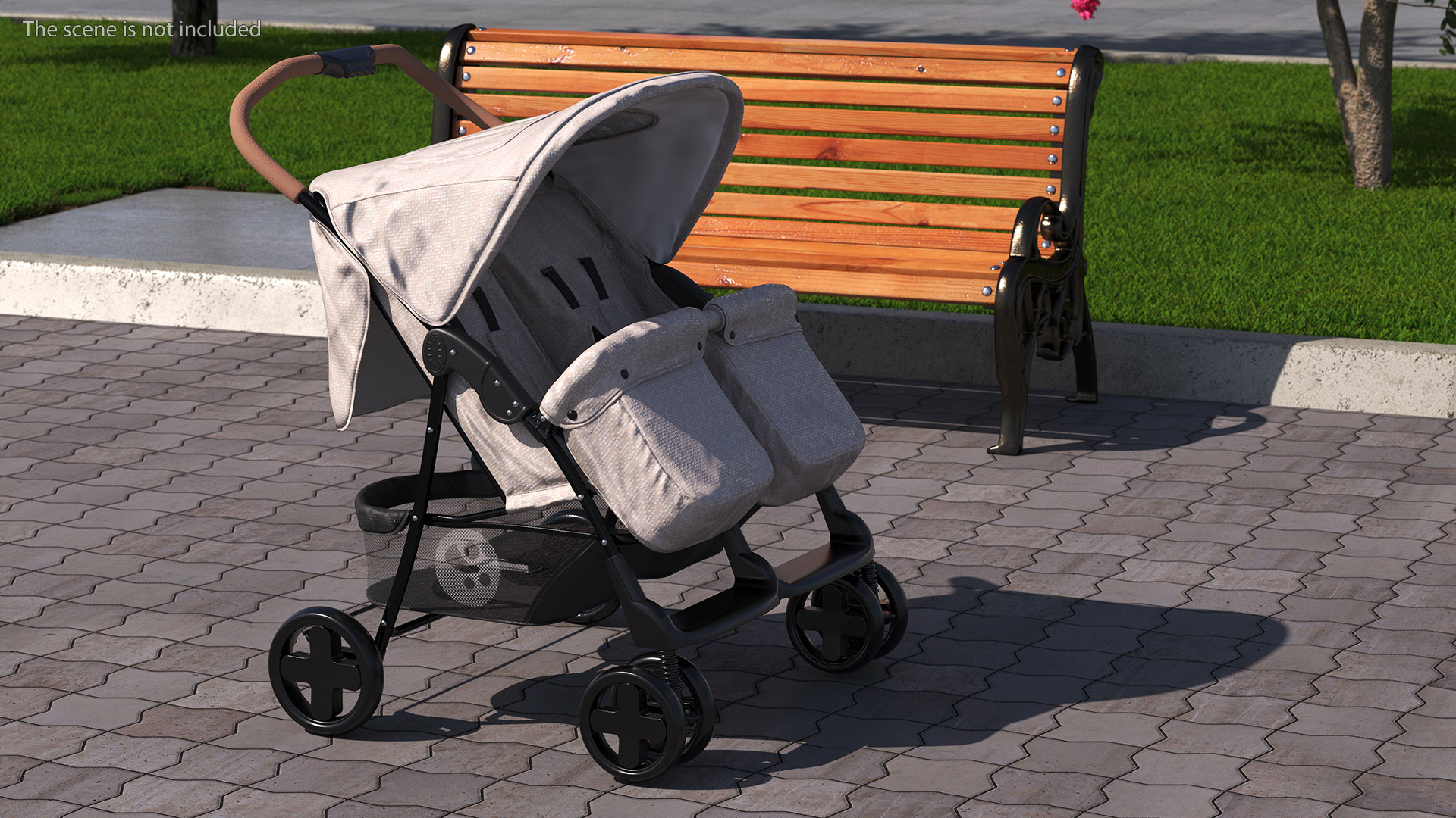 3D model Double Baby Stroller