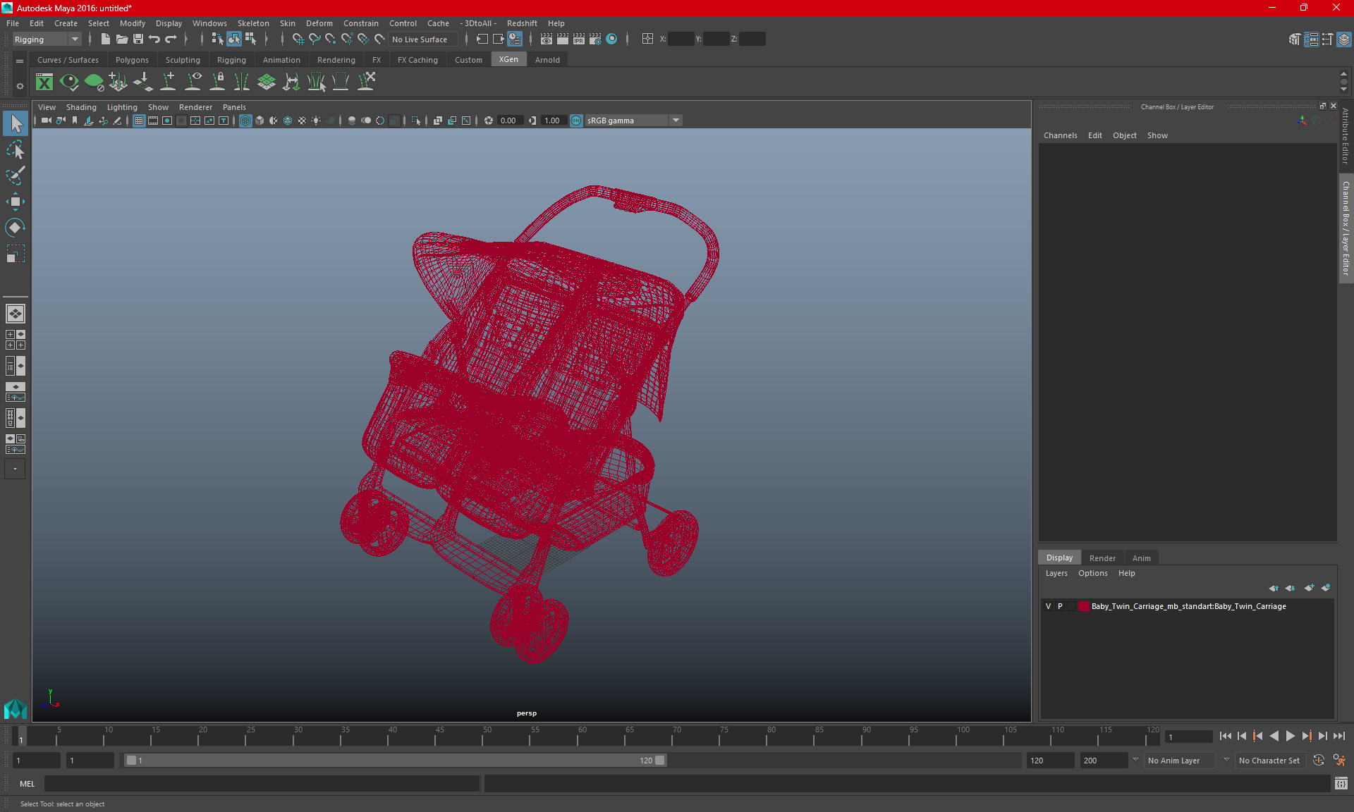 3D model Double Baby Stroller