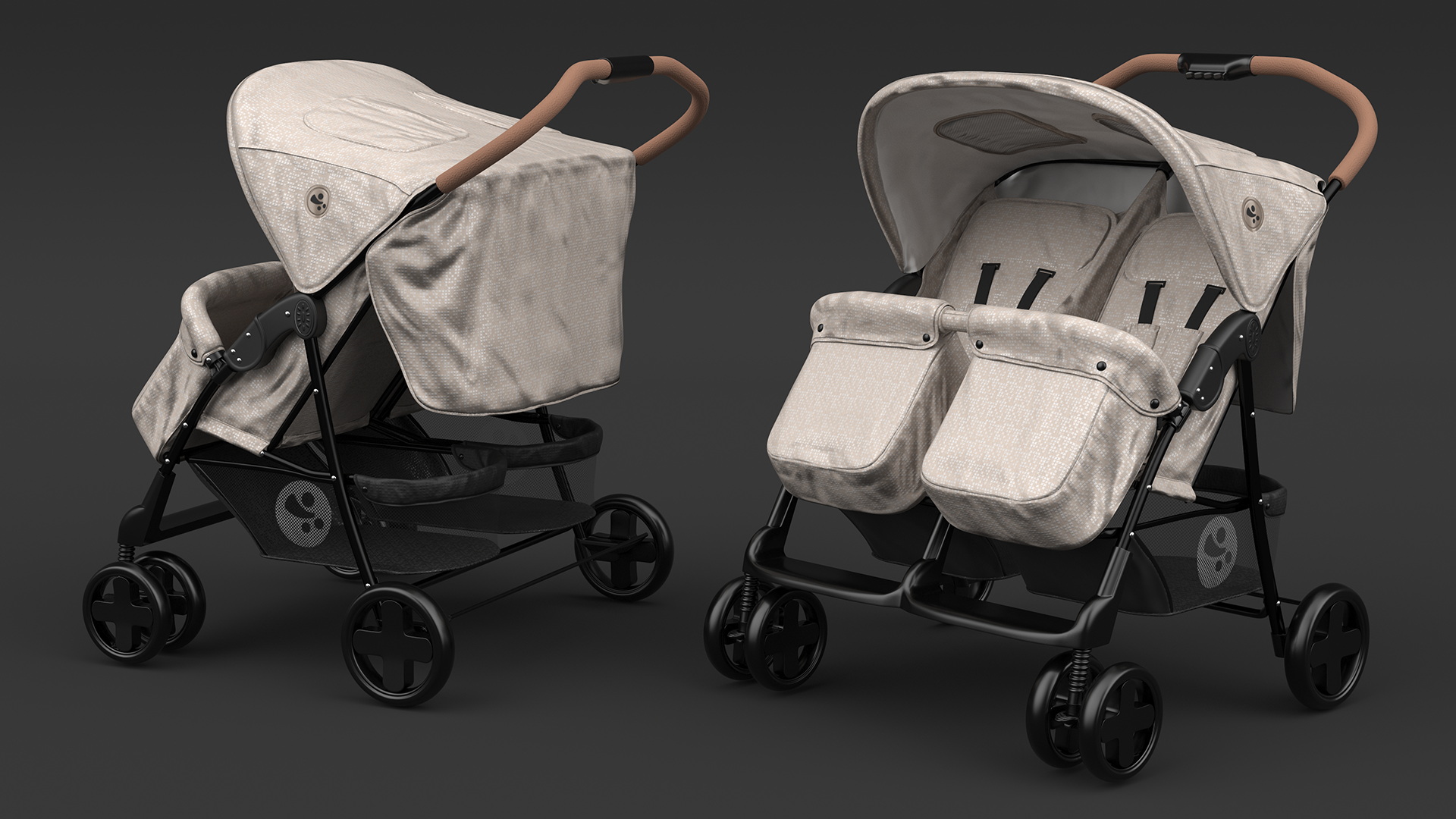 3D model Double Baby Stroller
