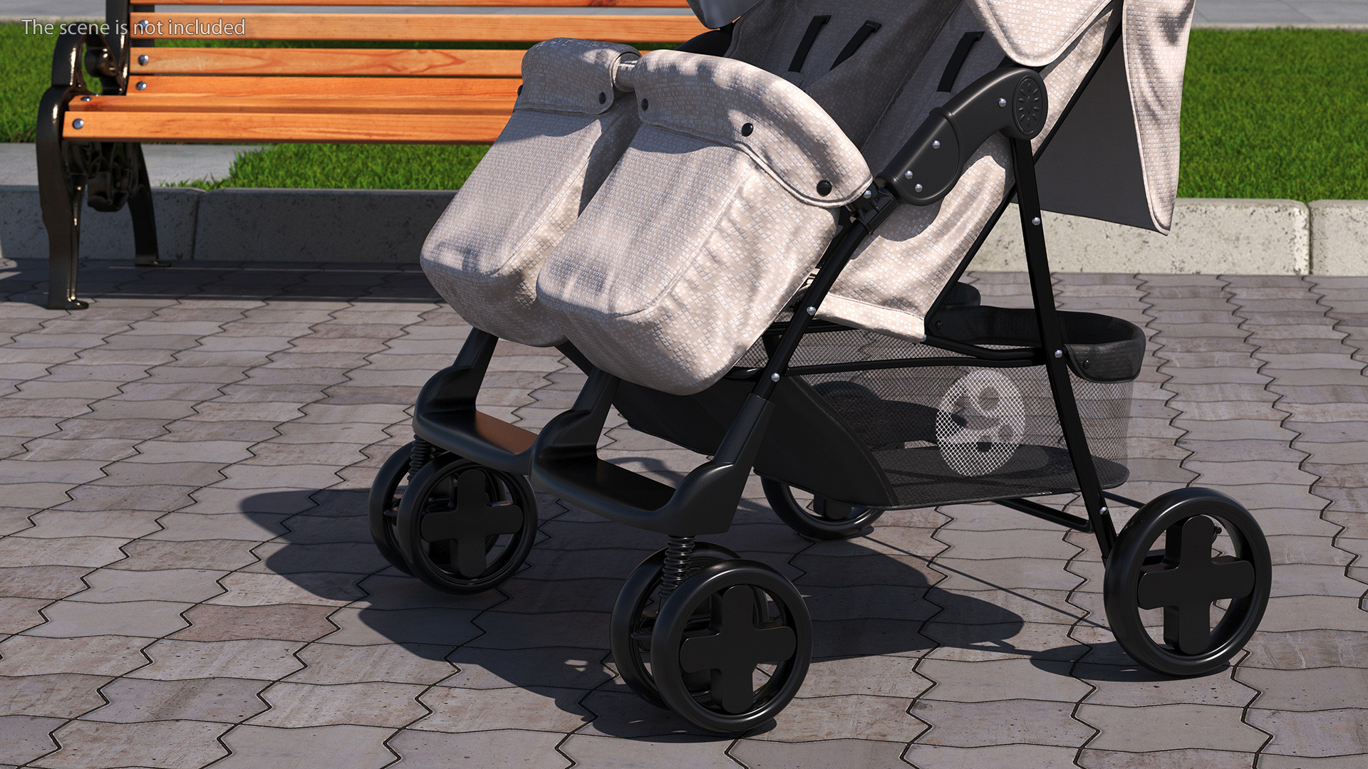 3D model Double Baby Stroller