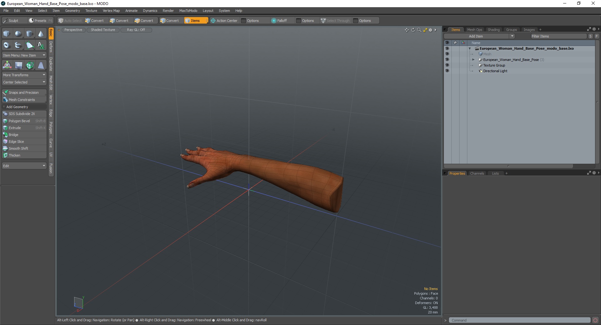 European Woman Hand Base Pose 3D model