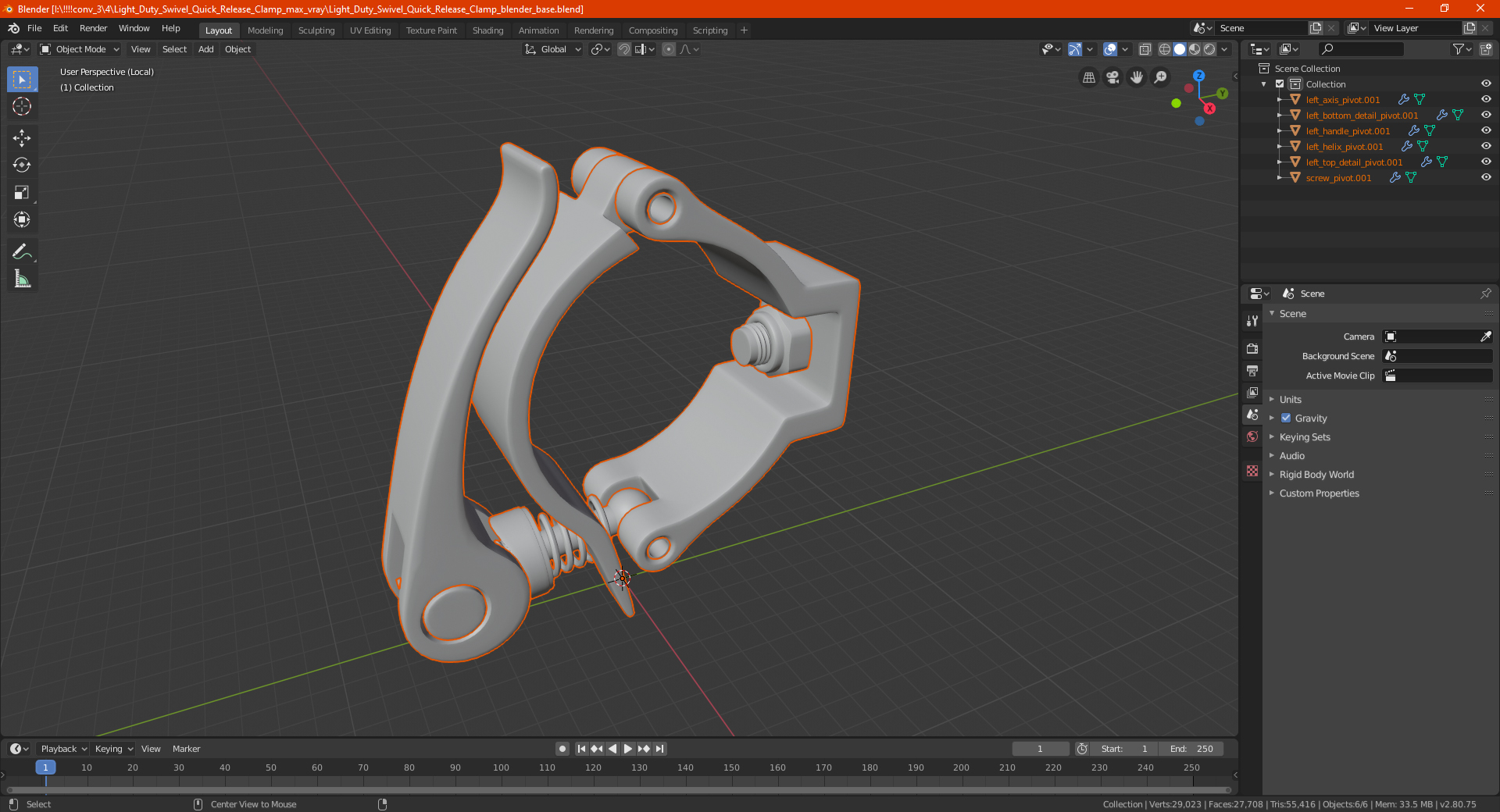 Light Duty Swivel Quick Release Clamp 3D
