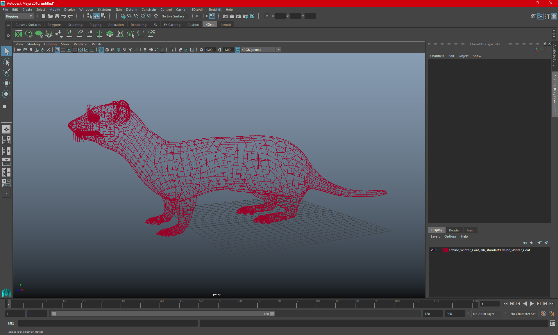 3D Ermine Winter Coat model