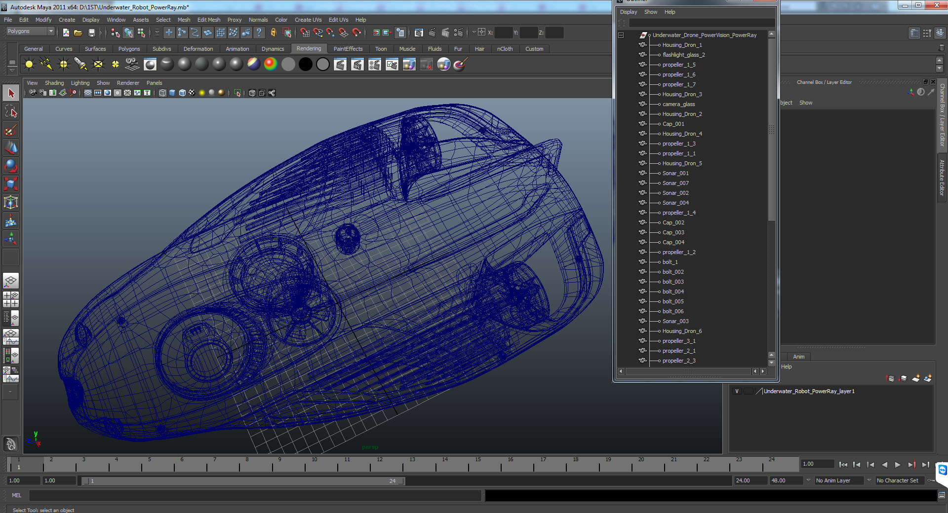 3D model Underwater Robot PowerRay