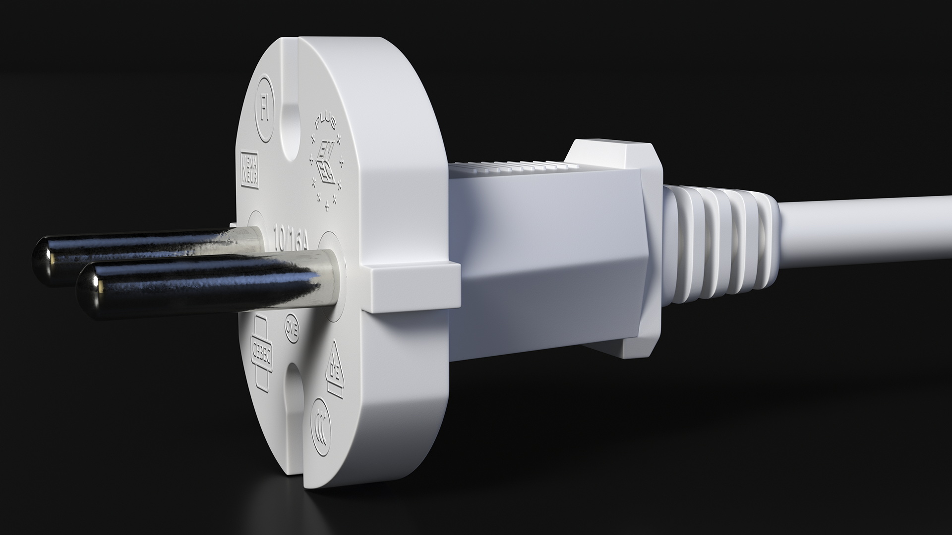 3D Europe Electric Plug Type E White model