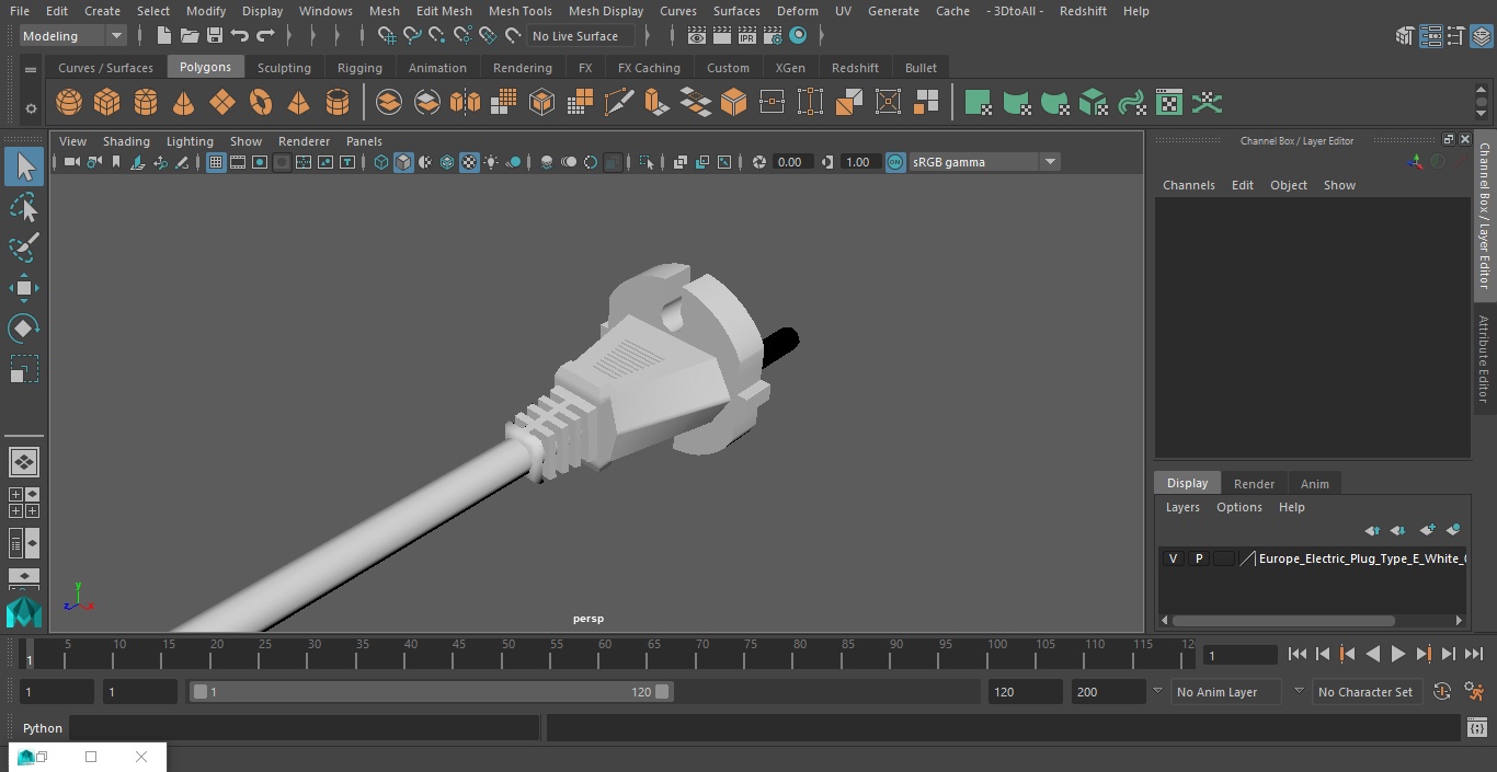 3D Europe Electric Plug Type E White model