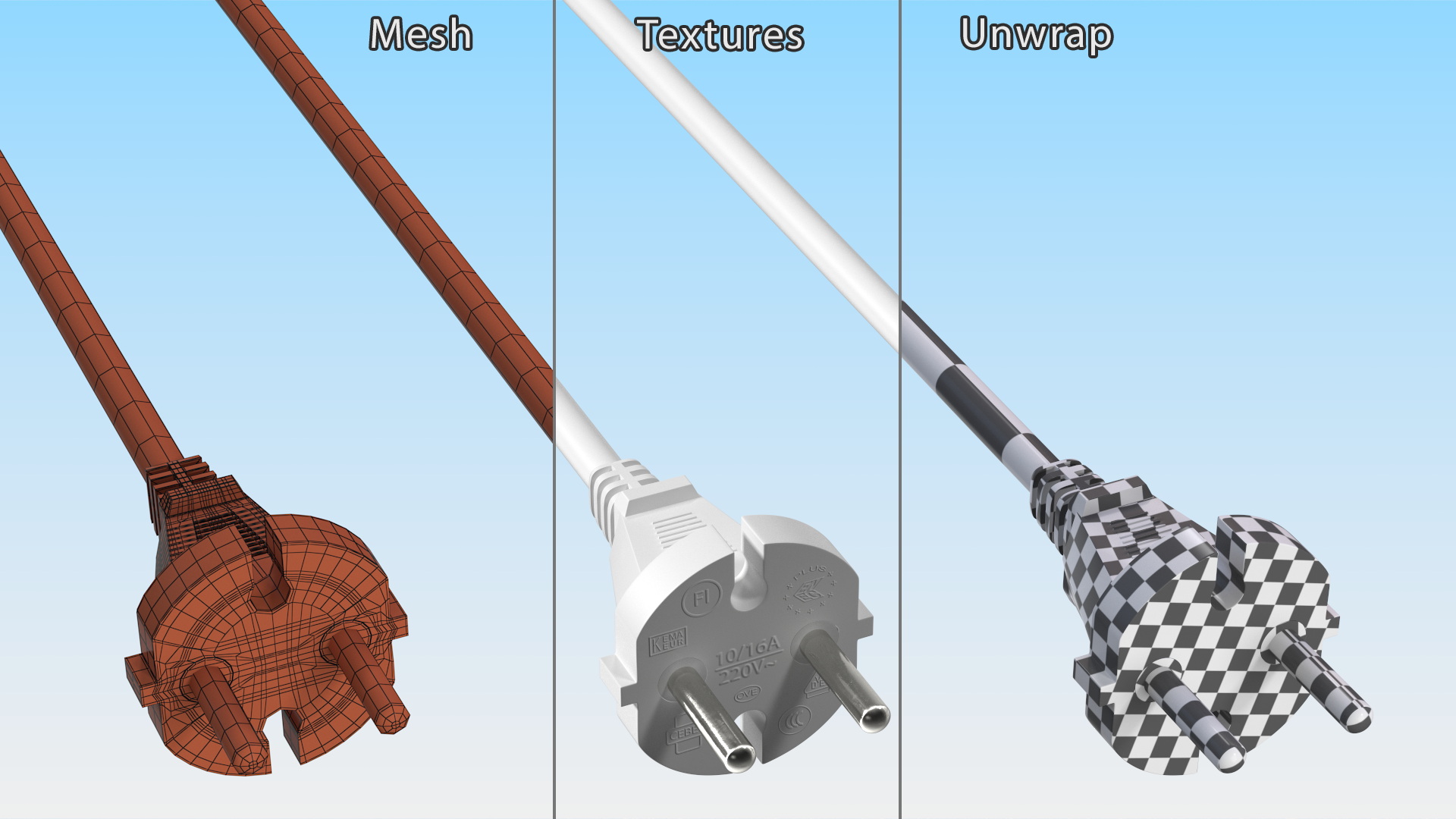 3D Europe Electric Plug Type E White model