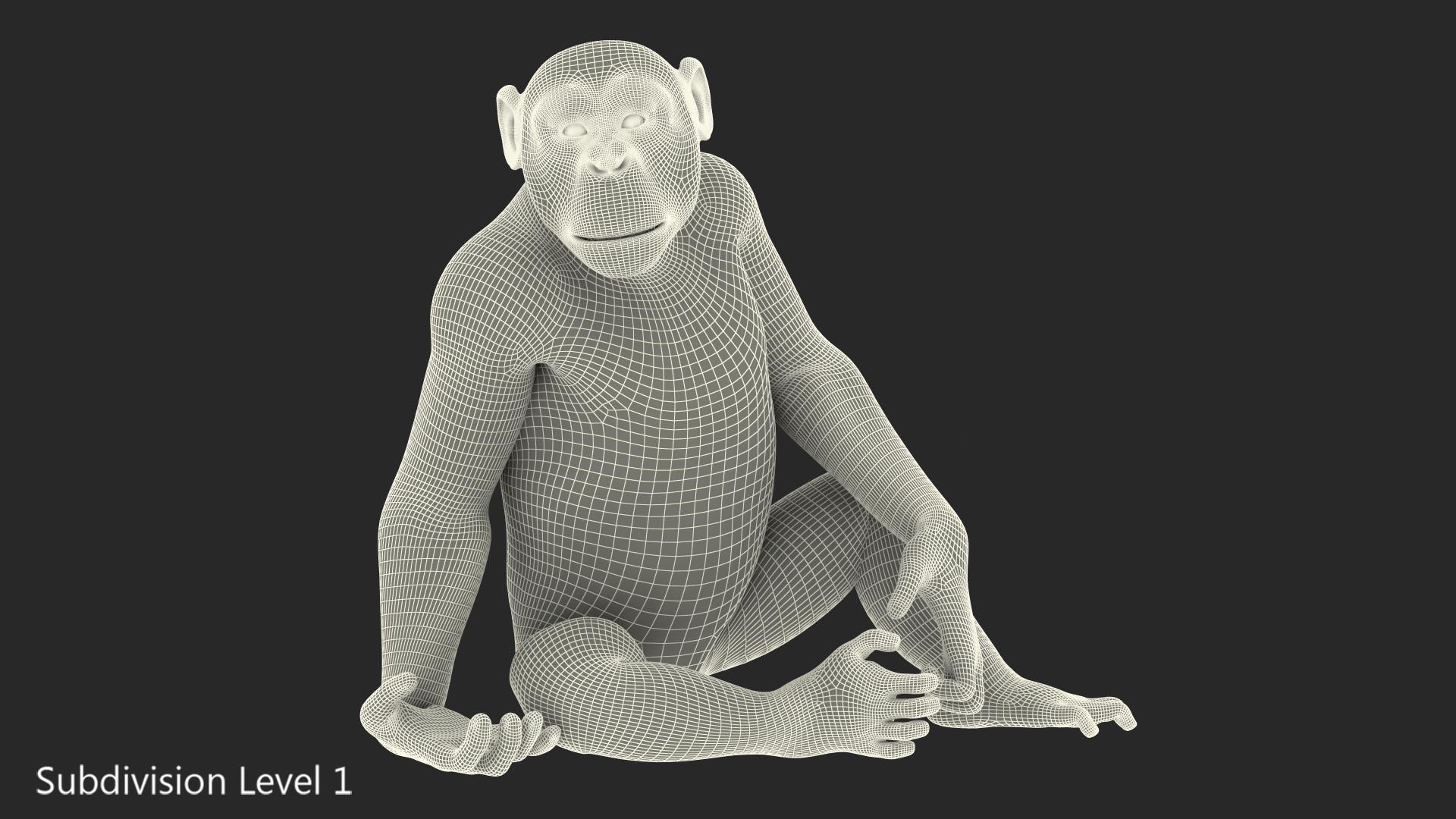 Light Chimpanzee Rigged with Fur 3D