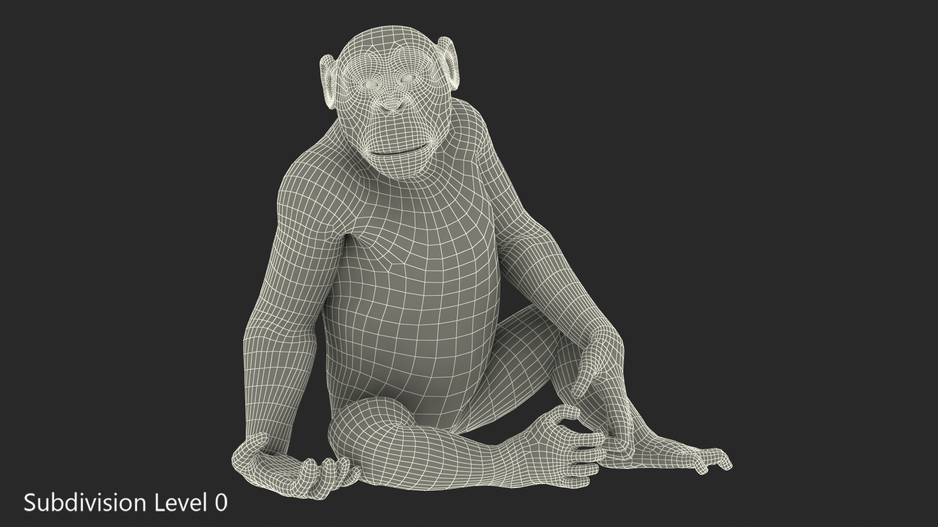 Light Chimpanzee Rigged with Fur 3D