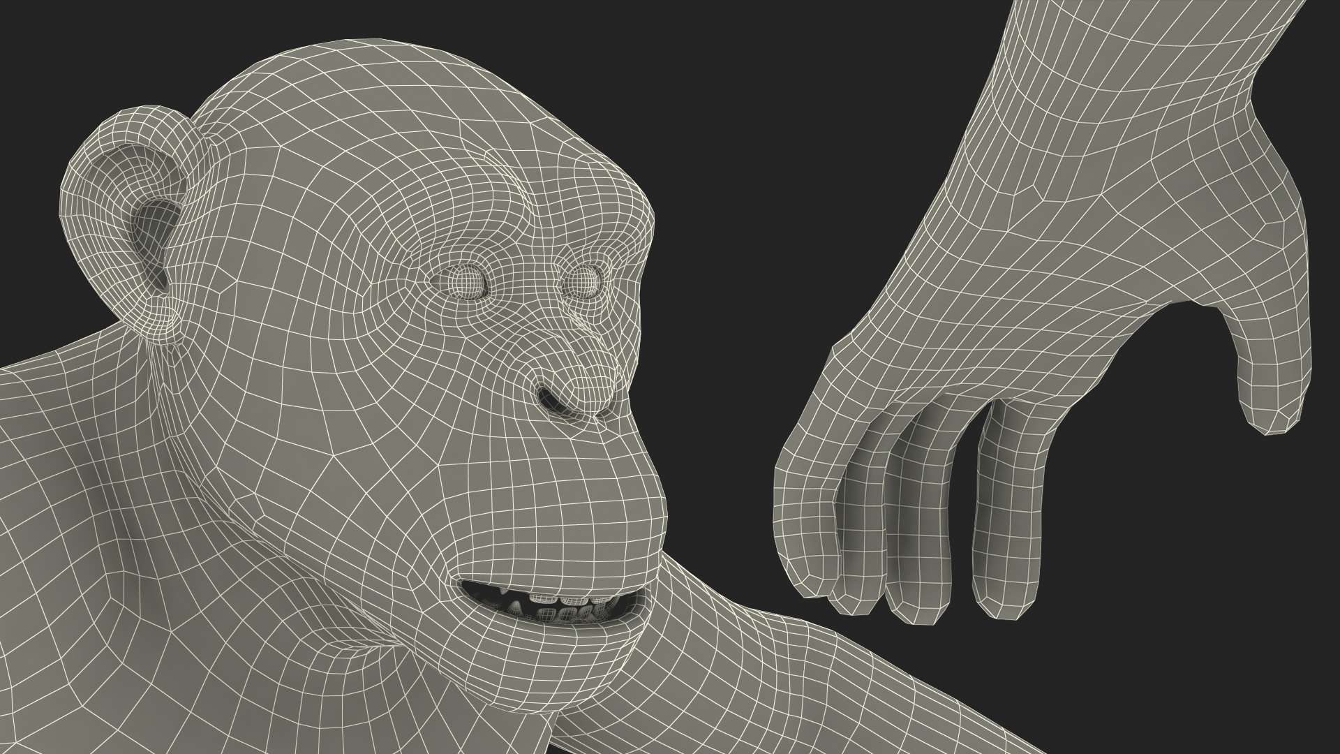Light Chimpanzee Rigged with Fur 3D