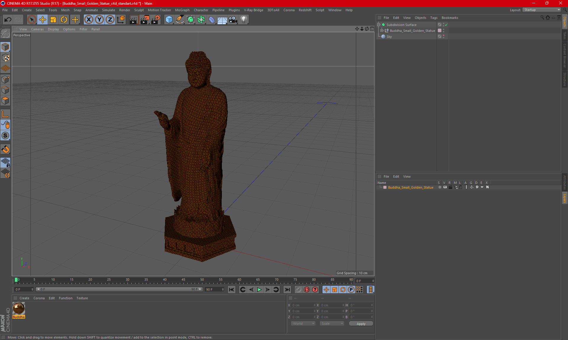 3D Buddha Small Golden Statue