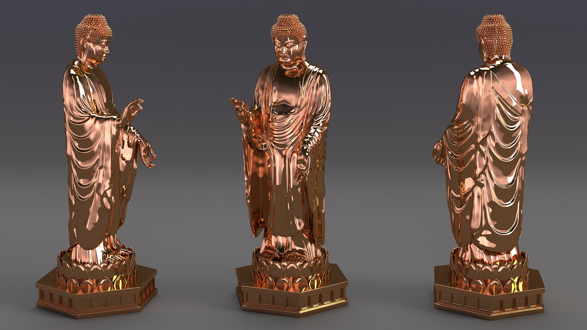 3D Buddha Small Golden Statue