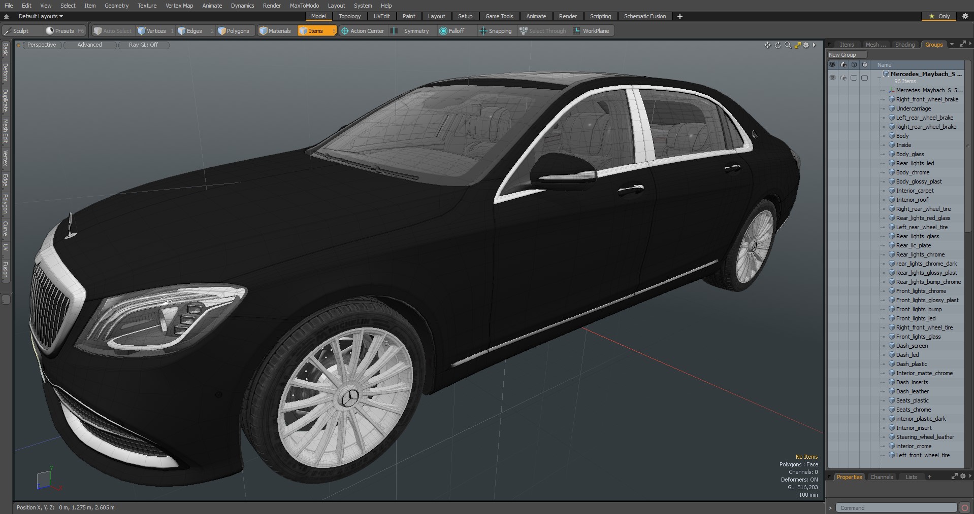 3D Mercedes Maybach S 560 Simple Interior model