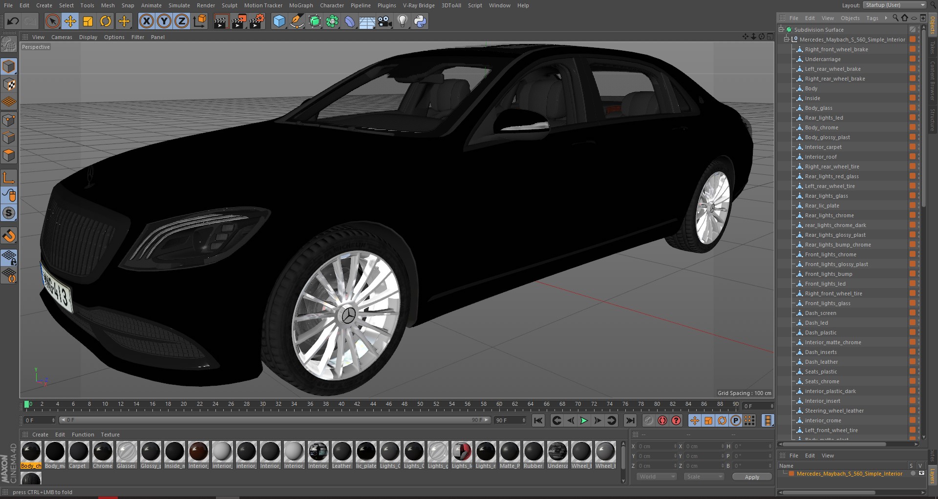 3D Mercedes Maybach S 560 Simple Interior model