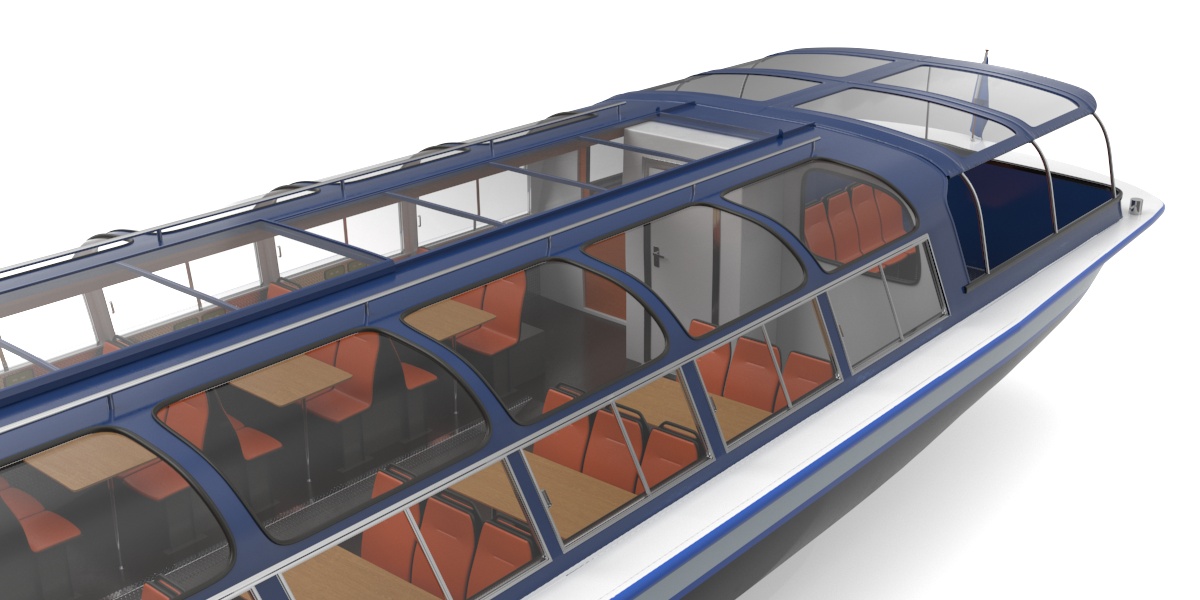 3D model Pleasure Cruise Boat Blue