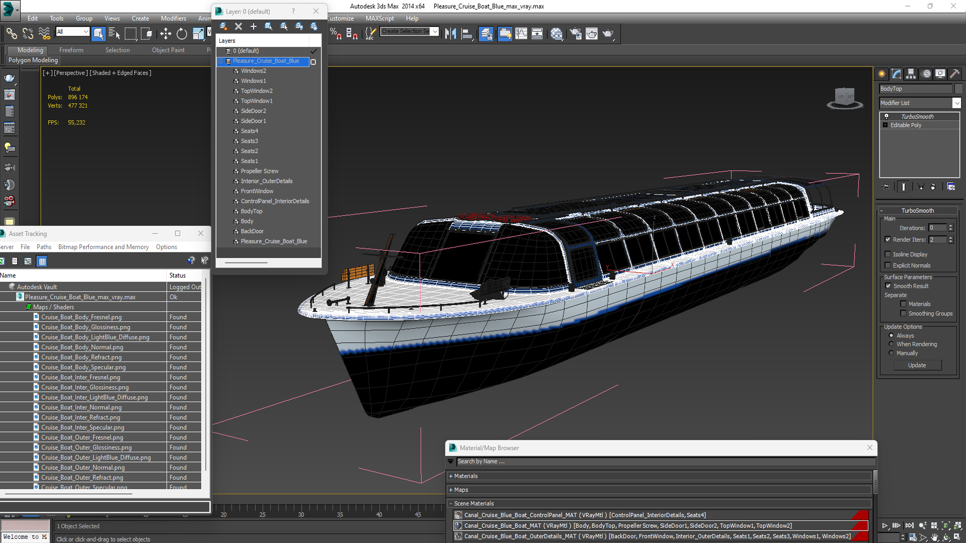 3D model Pleasure Cruise Boat Blue