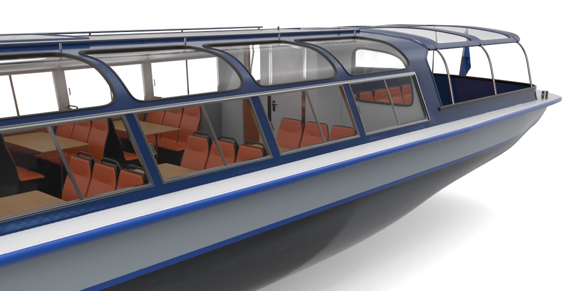 3D model Pleasure Cruise Boat Blue