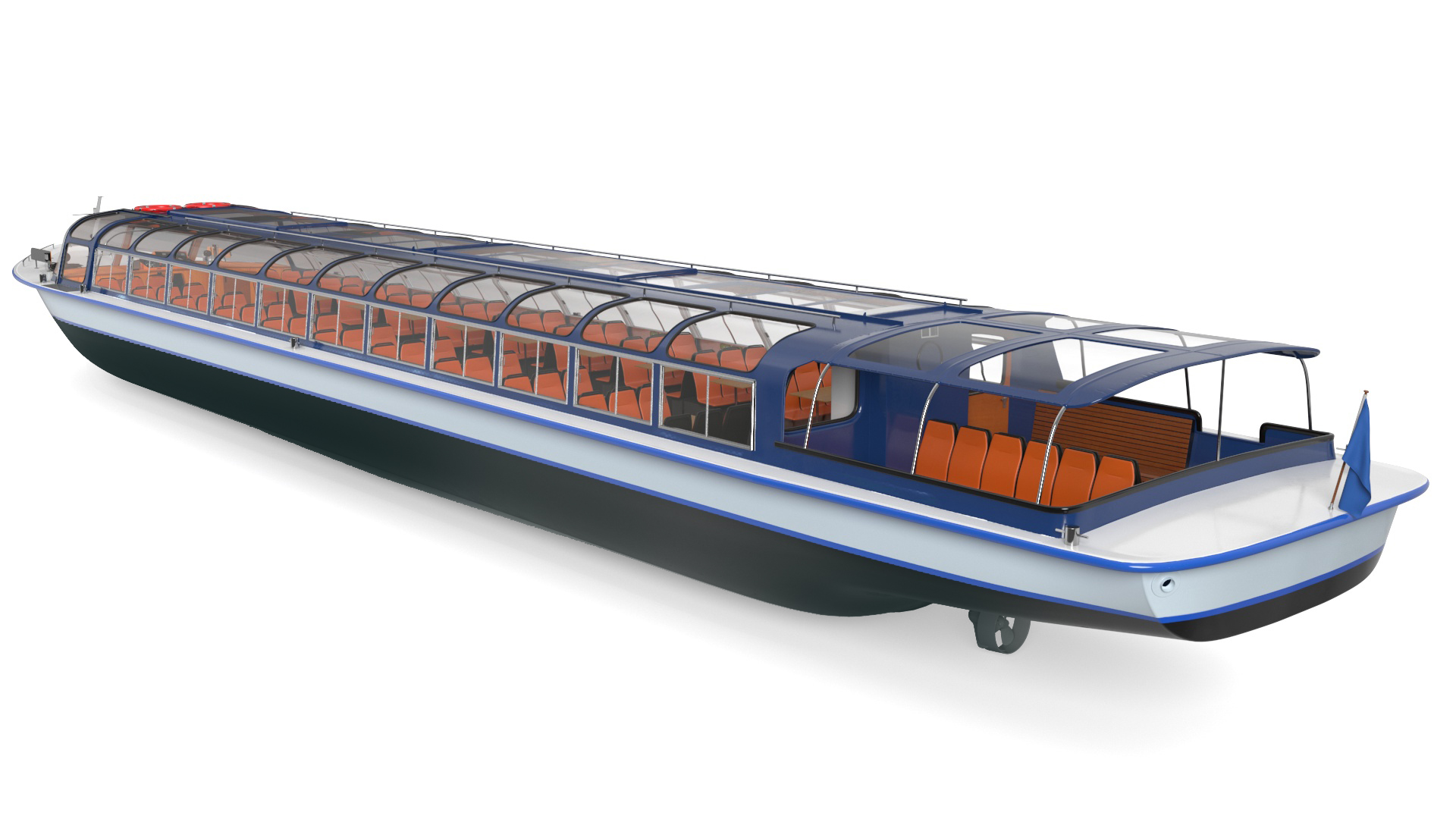 3D model Pleasure Cruise Boat Blue