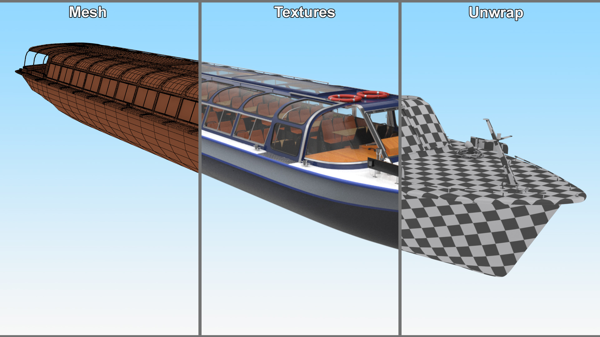 3D model Pleasure Cruise Boat Blue