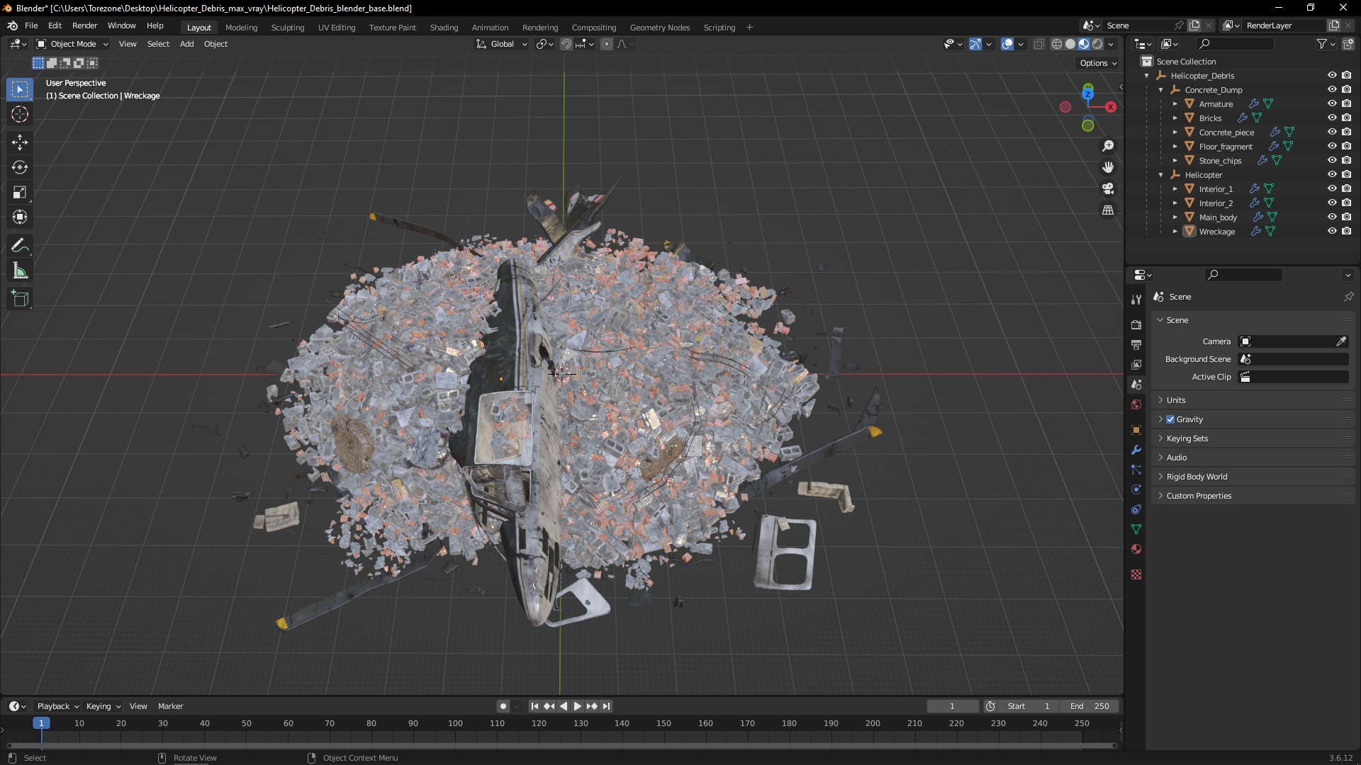 Helicopter Debris 3D