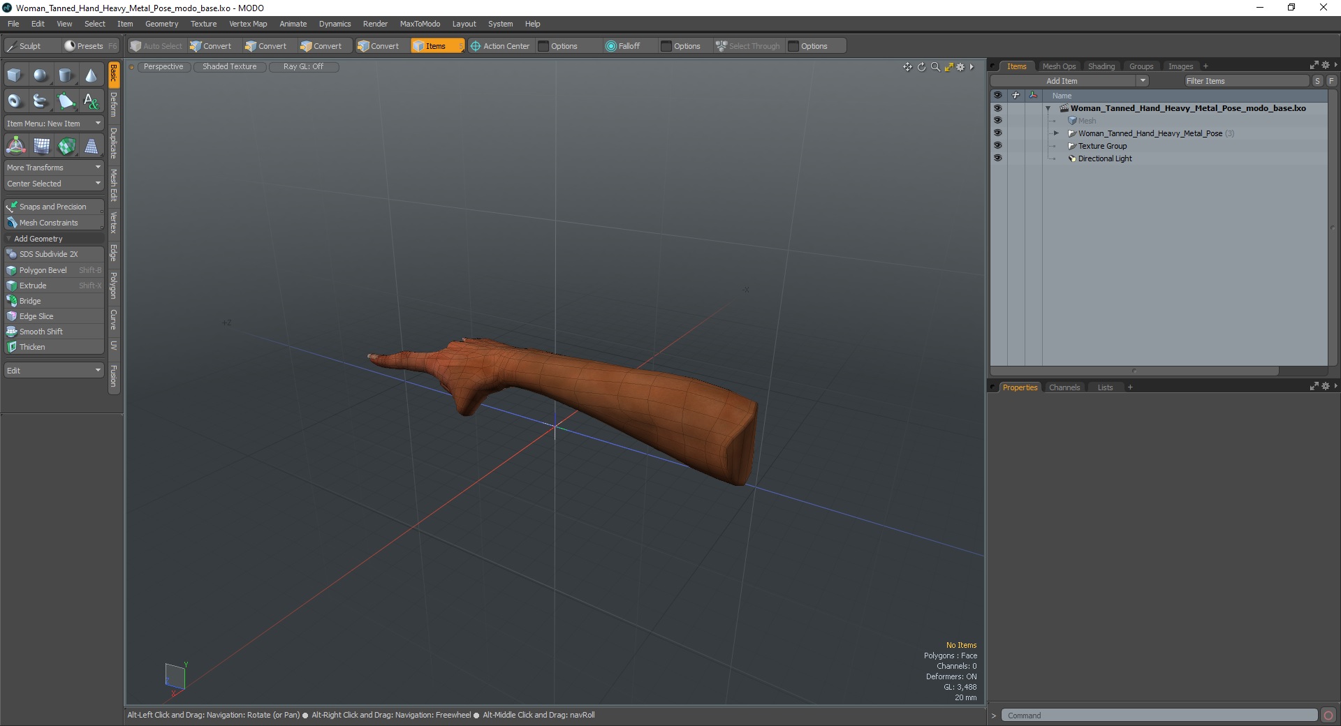 Woman Tanned Hand Heavy Metal Pose 3D model