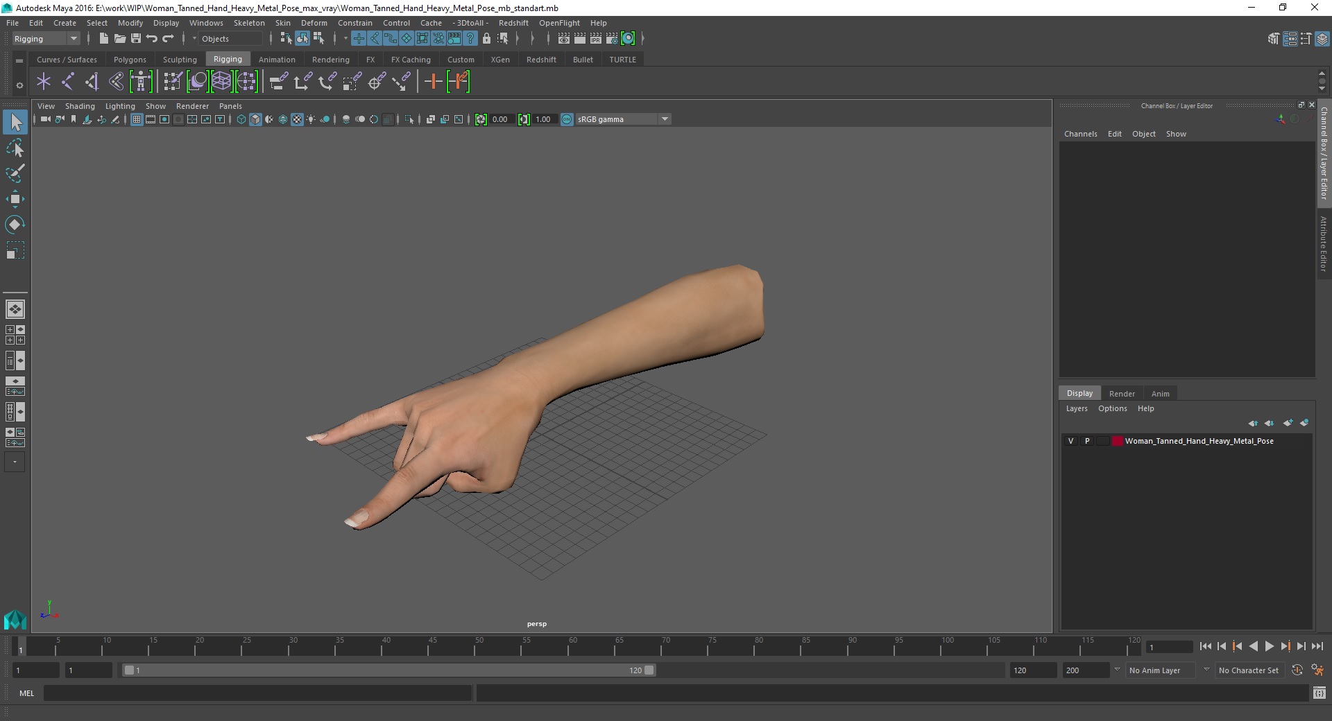 Woman Tanned Hand Heavy Metal Pose 3D model