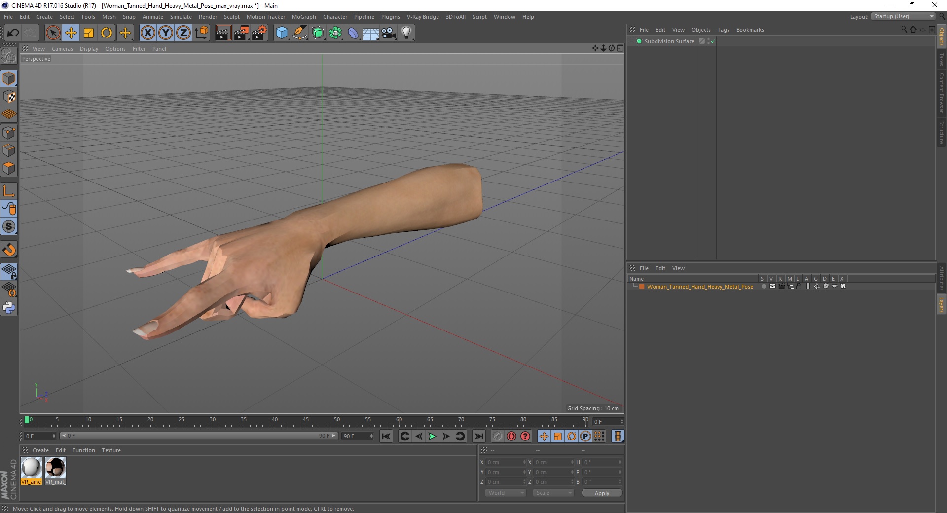 Woman Tanned Hand Heavy Metal Pose 3D model