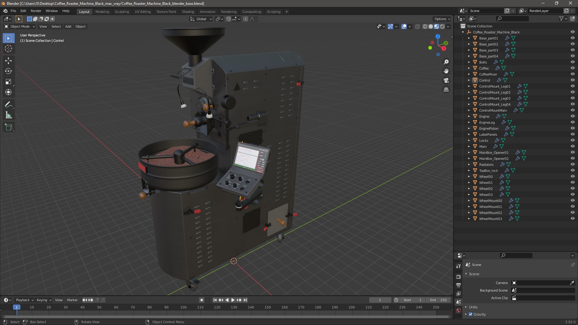3D Coffee Roaster Machine Black model