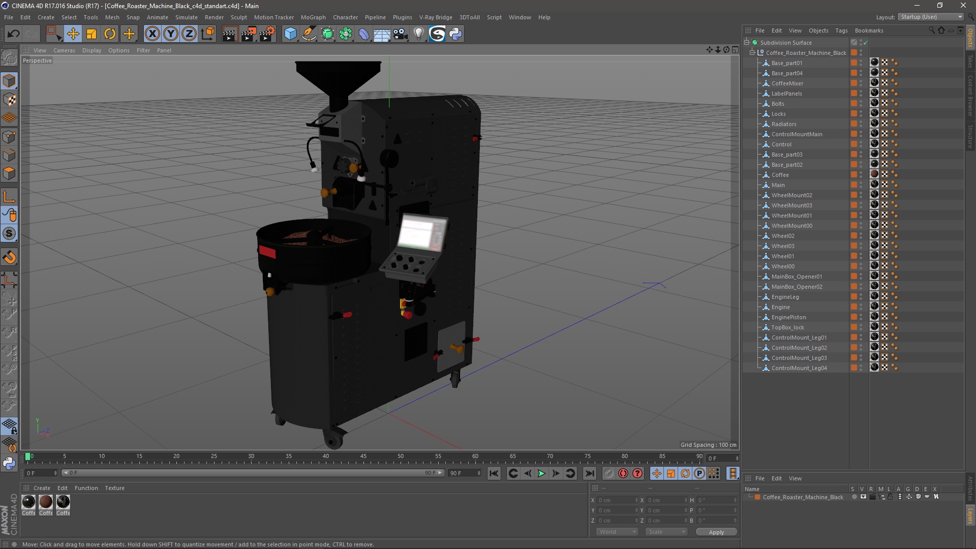 3D Coffee Roaster Machine Black model
