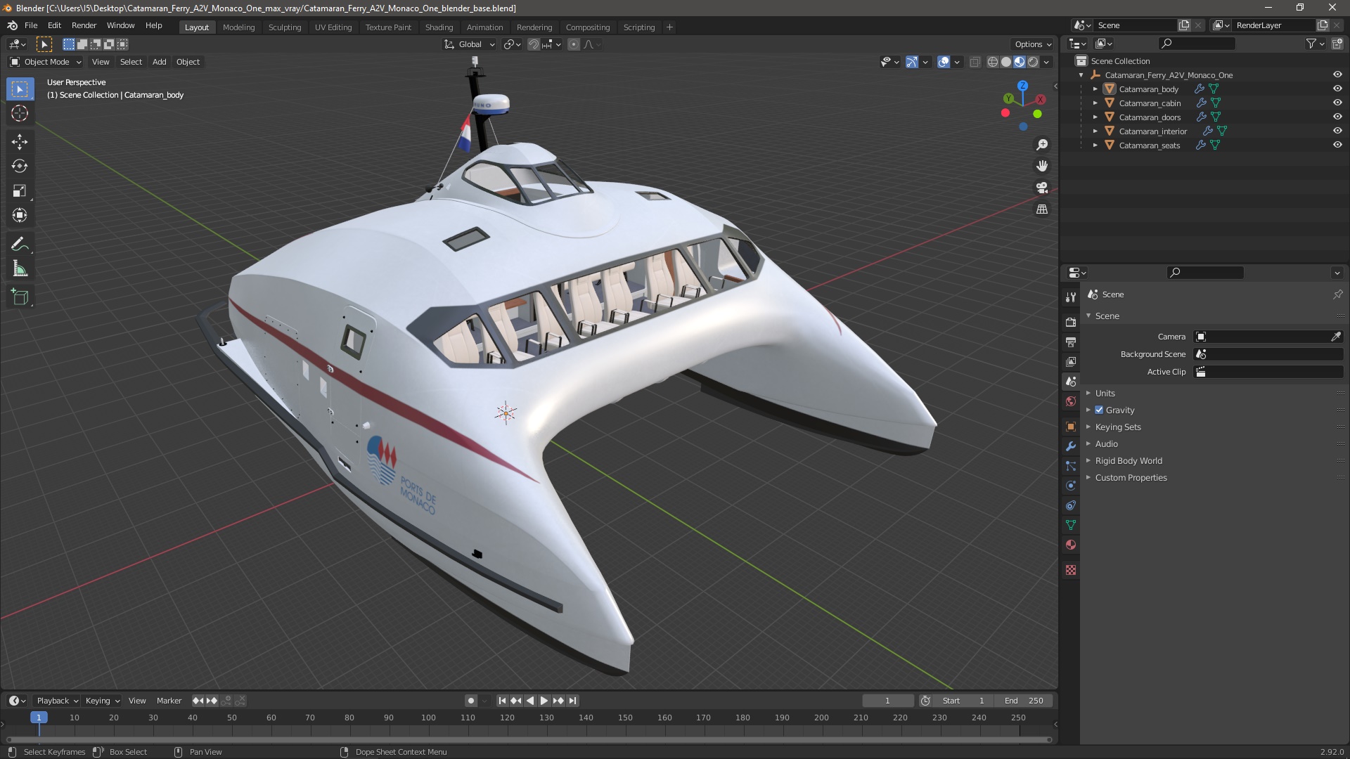 3D model Catamaran Ferry A2V Monaco One