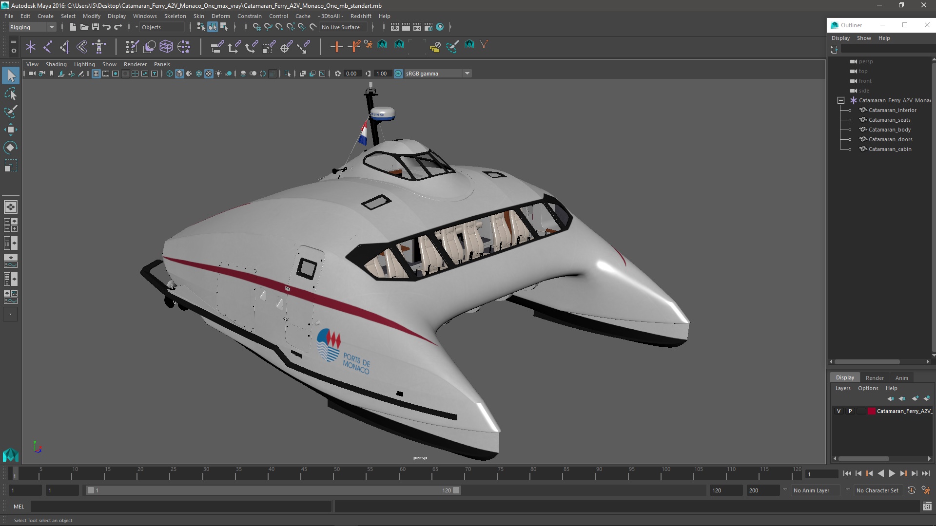 3D model Catamaran Ferry A2V Monaco One
