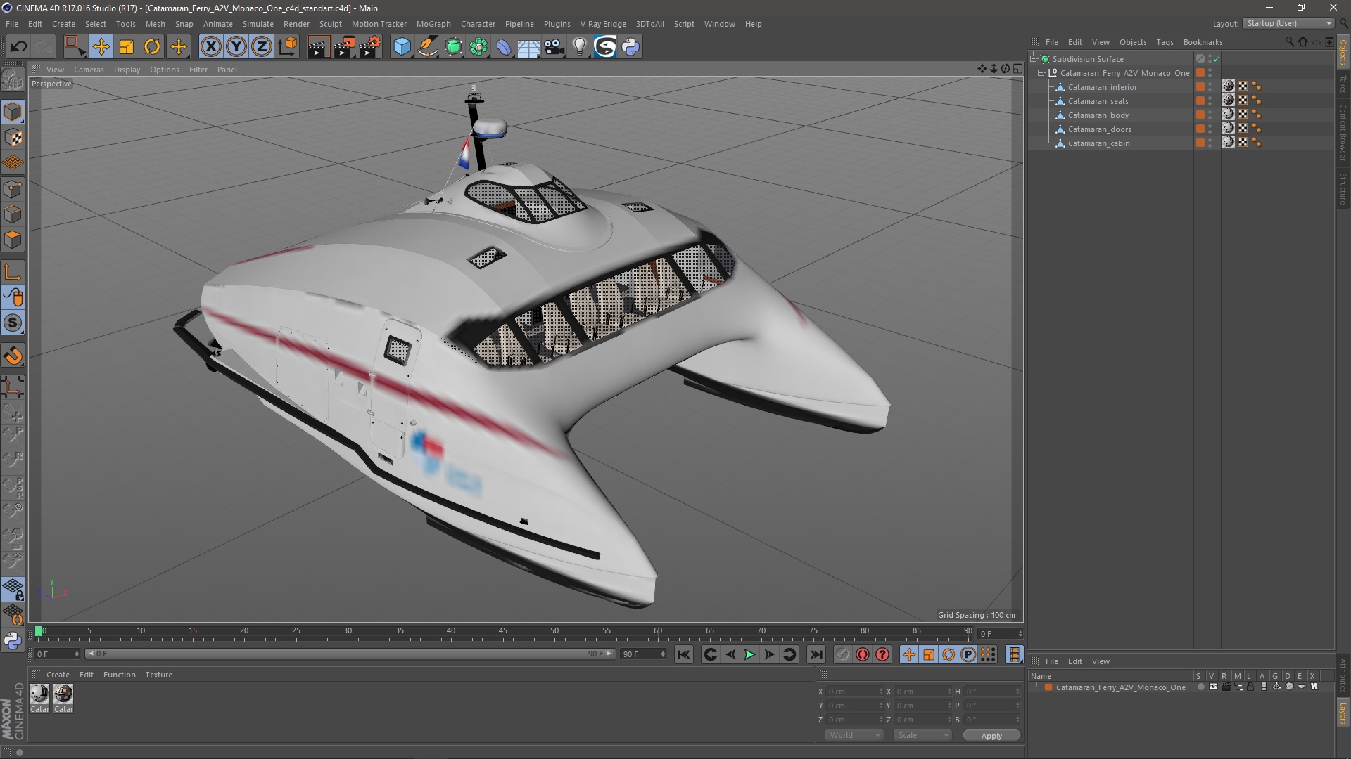3D model Catamaran Ferry A2V Monaco One