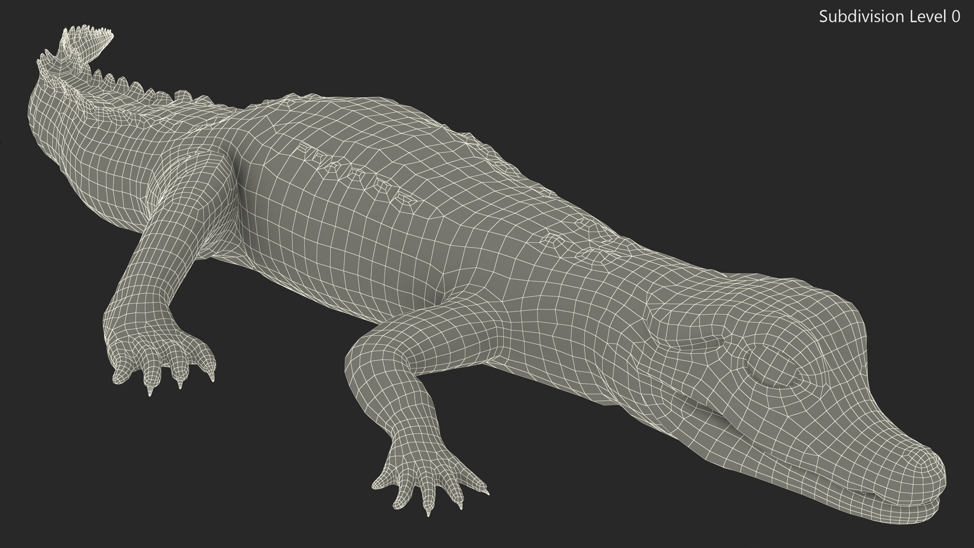 3D Black Caiman Baby Lying model