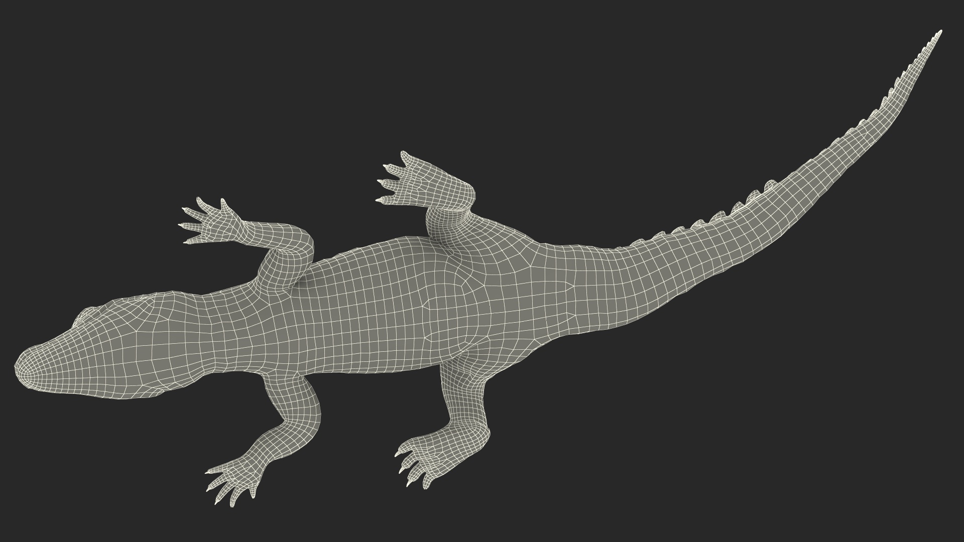3D Black Caiman Baby Lying model