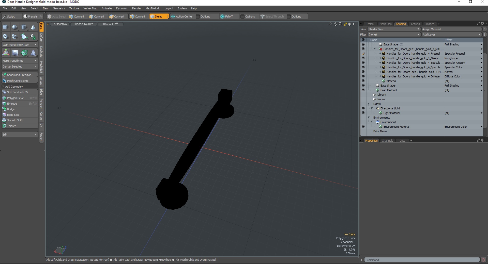 3D model Door Handle Designer Gold