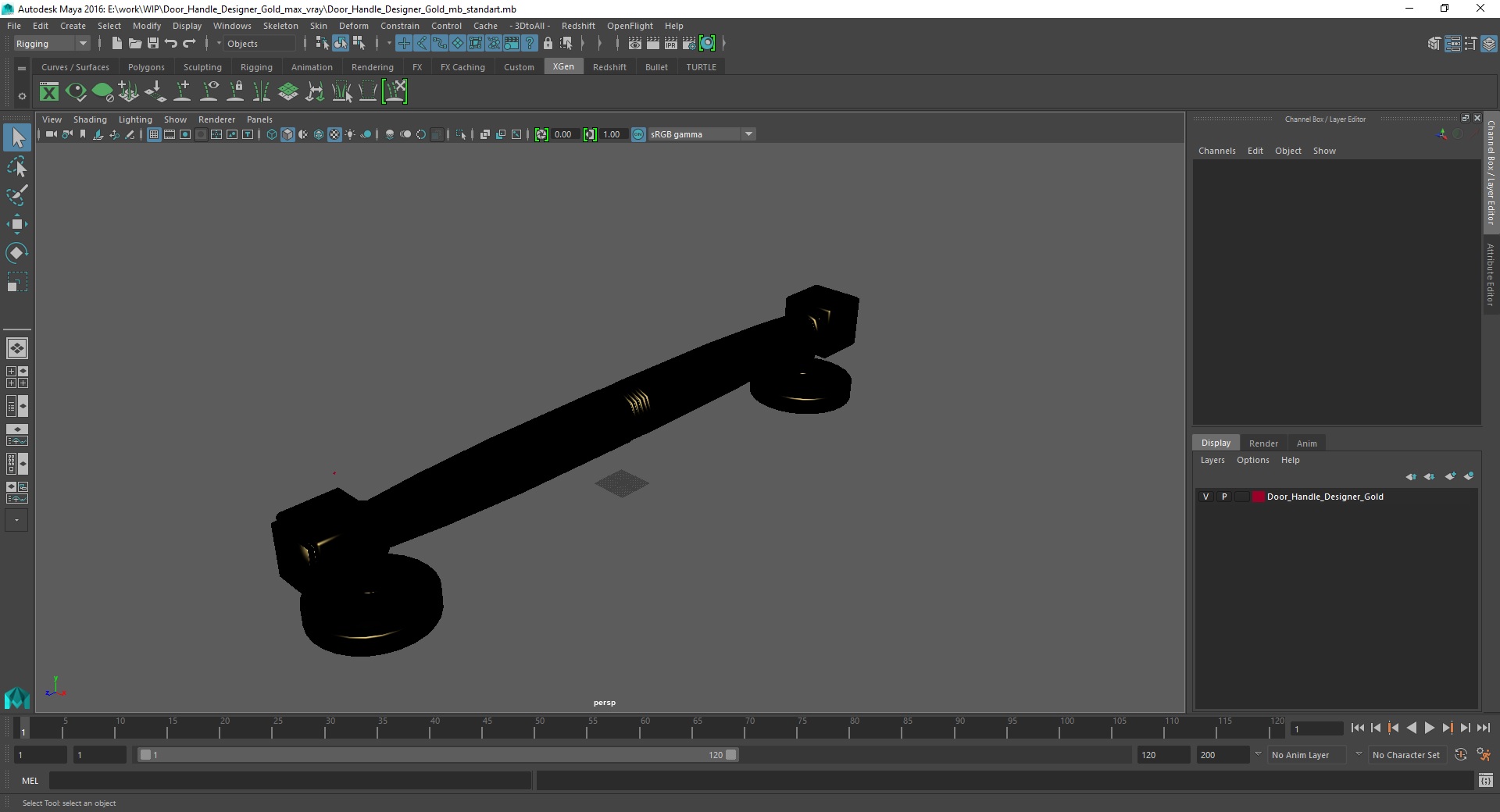 3D model Door Handle Designer Gold