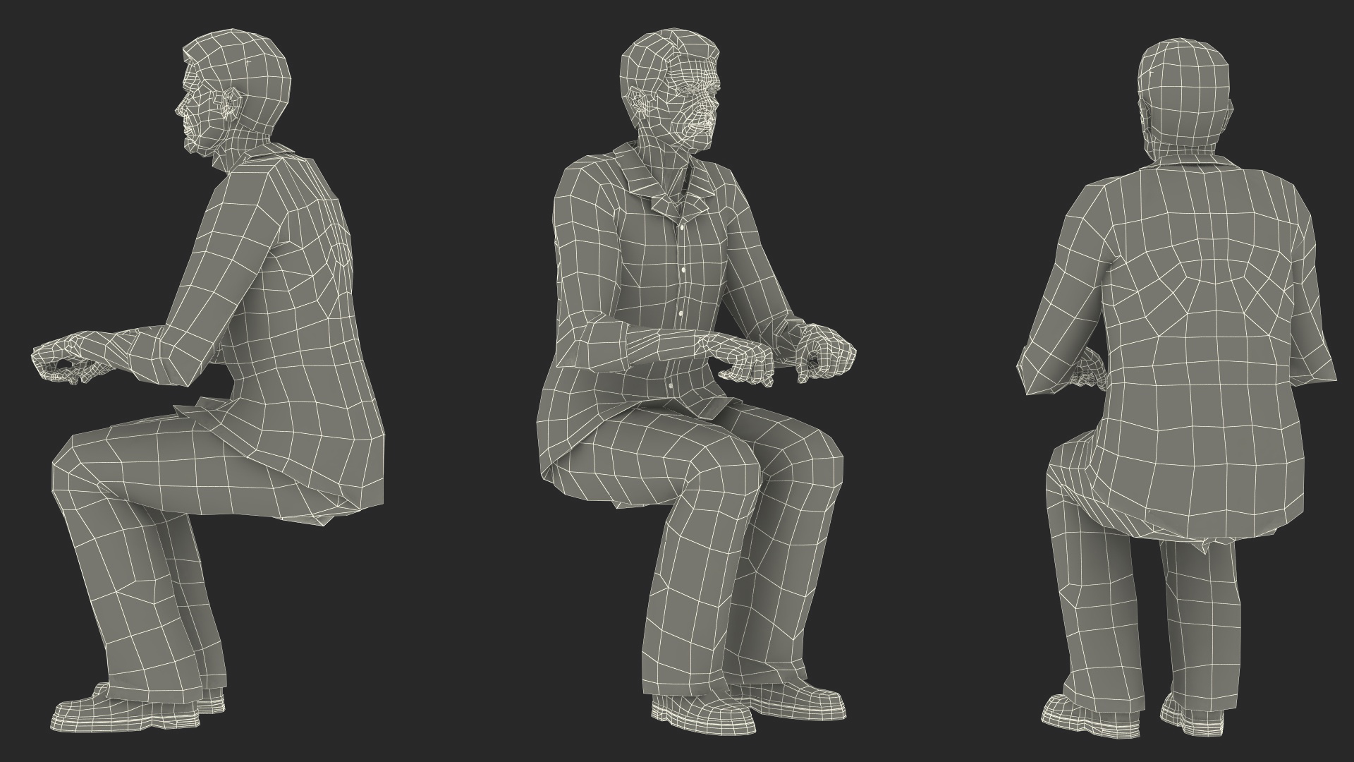 Elderly Man on Electric Wheelchair 3D model