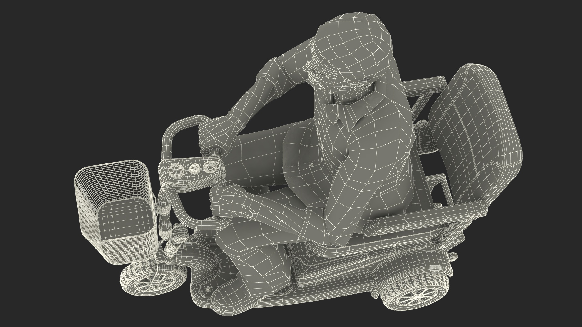 Elderly Man on Electric Wheelchair 3D model