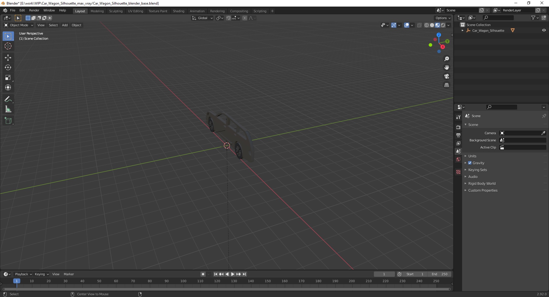 3D model Car Wagon Silhouette