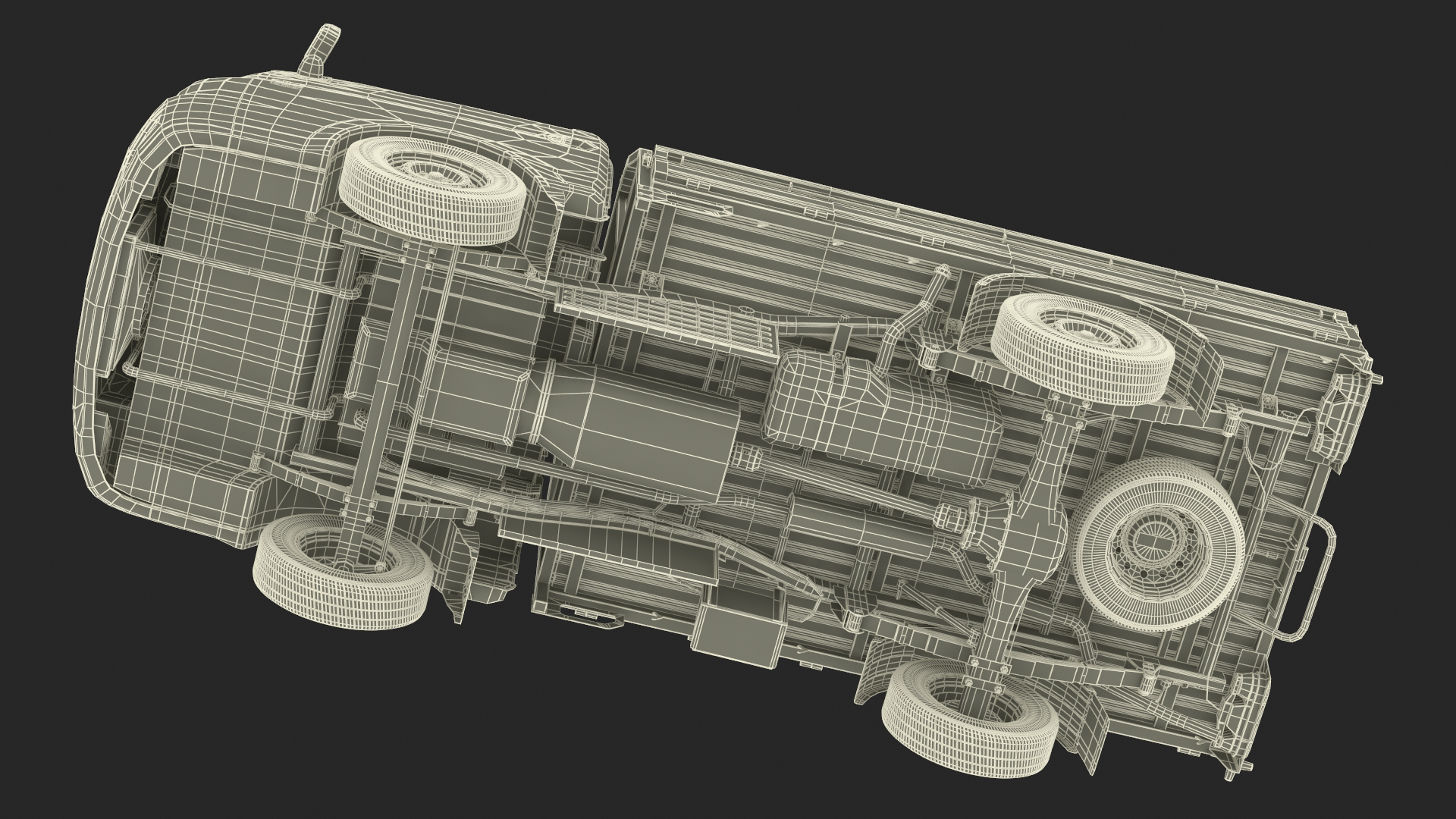 Flatbed Truck Blue Rigged for Cinema 4D 3D model
