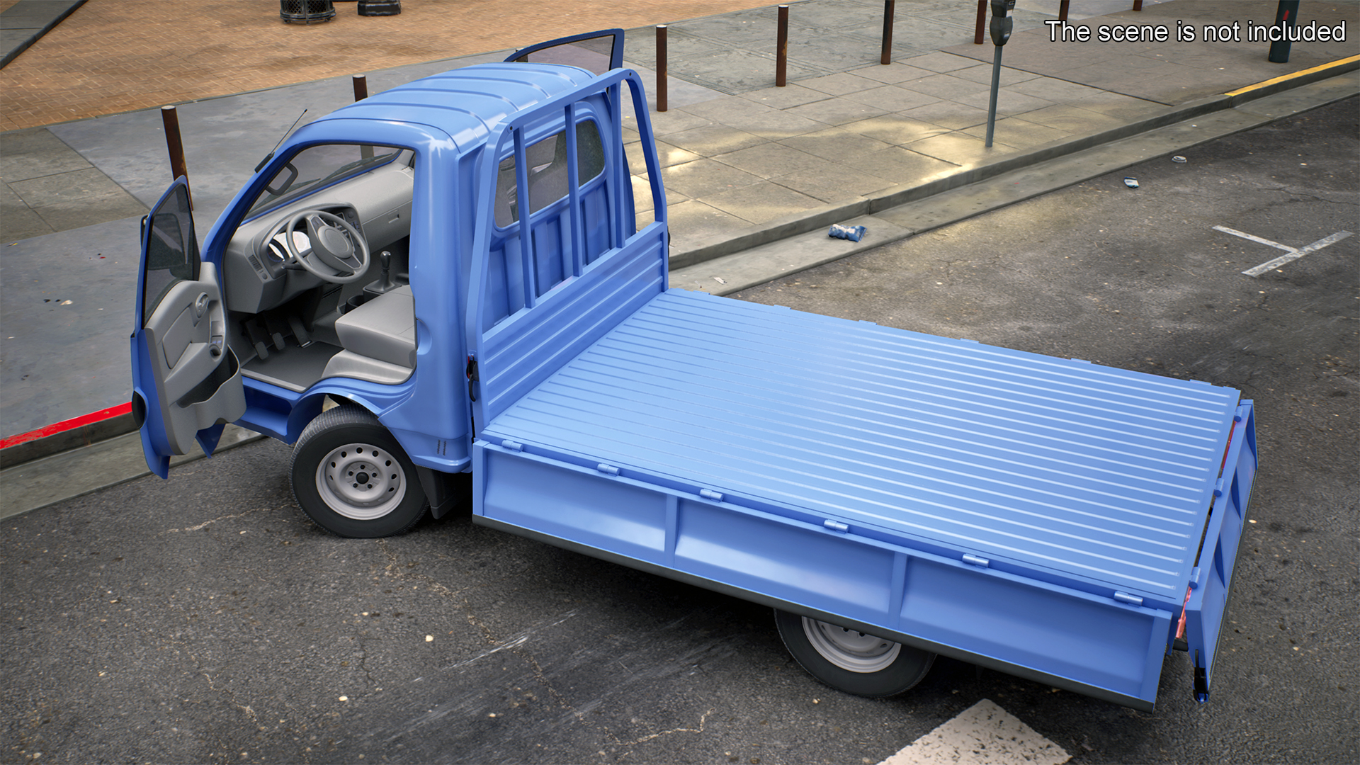 Flatbed Truck Blue Rigged for Cinema 4D 3D model