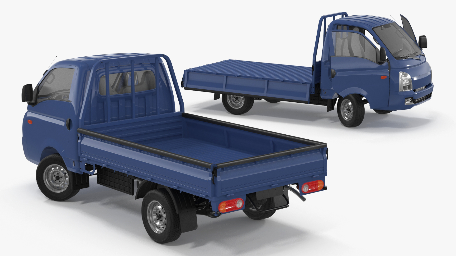 Flatbed Truck Blue Rigged for Cinema 4D 3D model