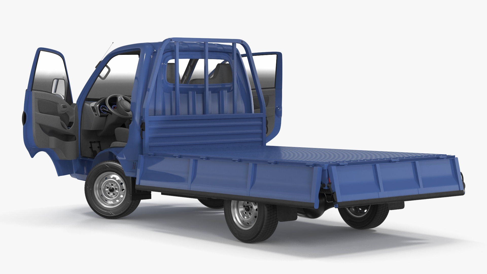 Flatbed Truck Blue Rigged for Cinema 4D 3D model