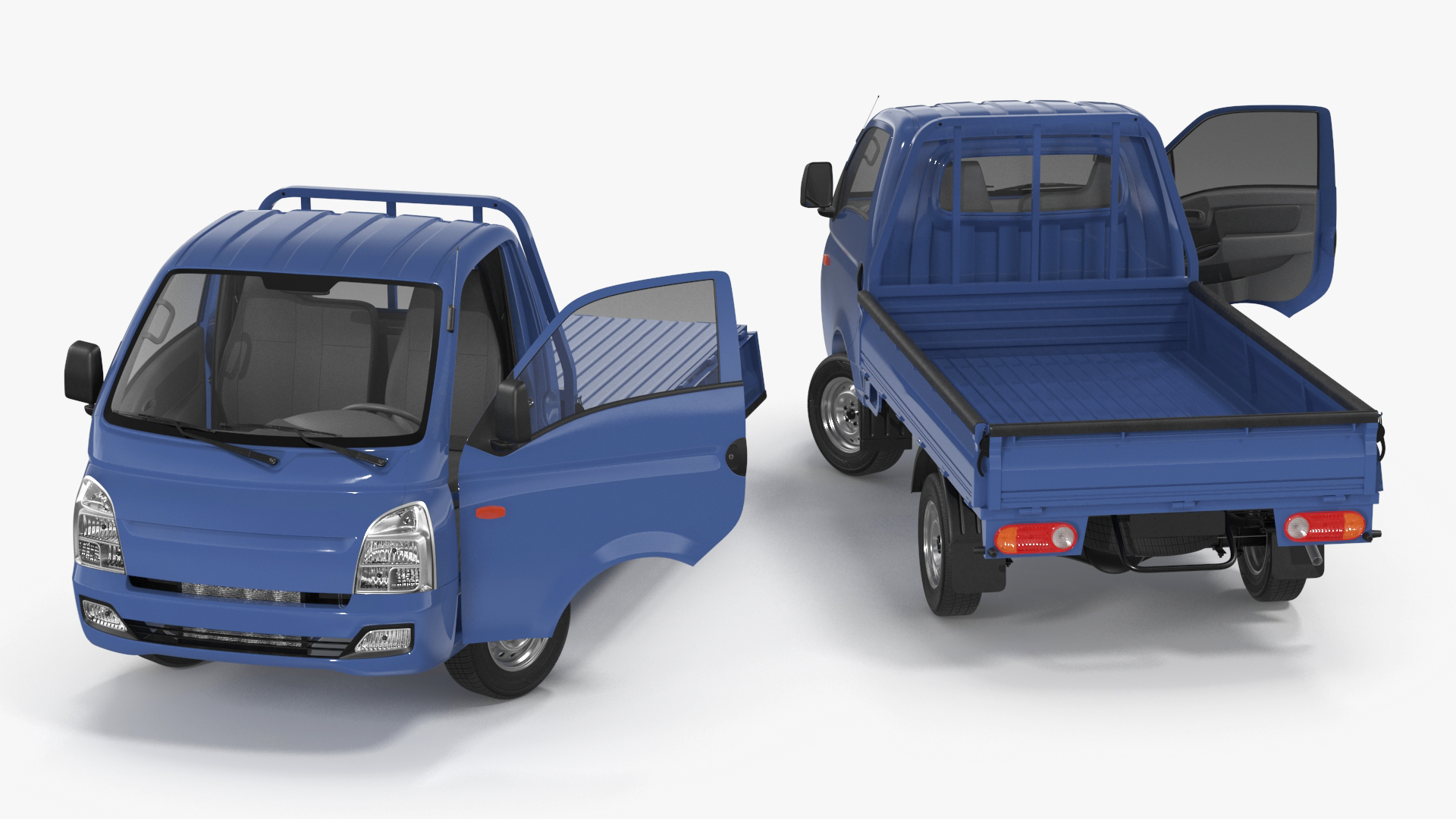 Flatbed Truck Blue Rigged for Cinema 4D 3D model