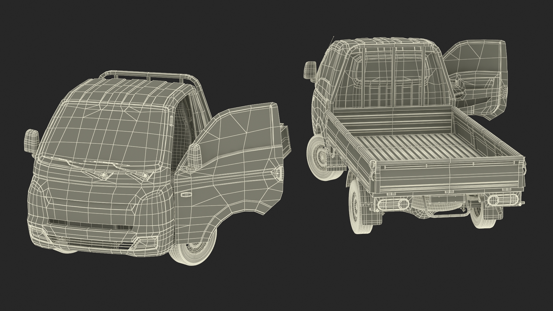 Flatbed Truck Blue Rigged for Cinema 4D 3D model