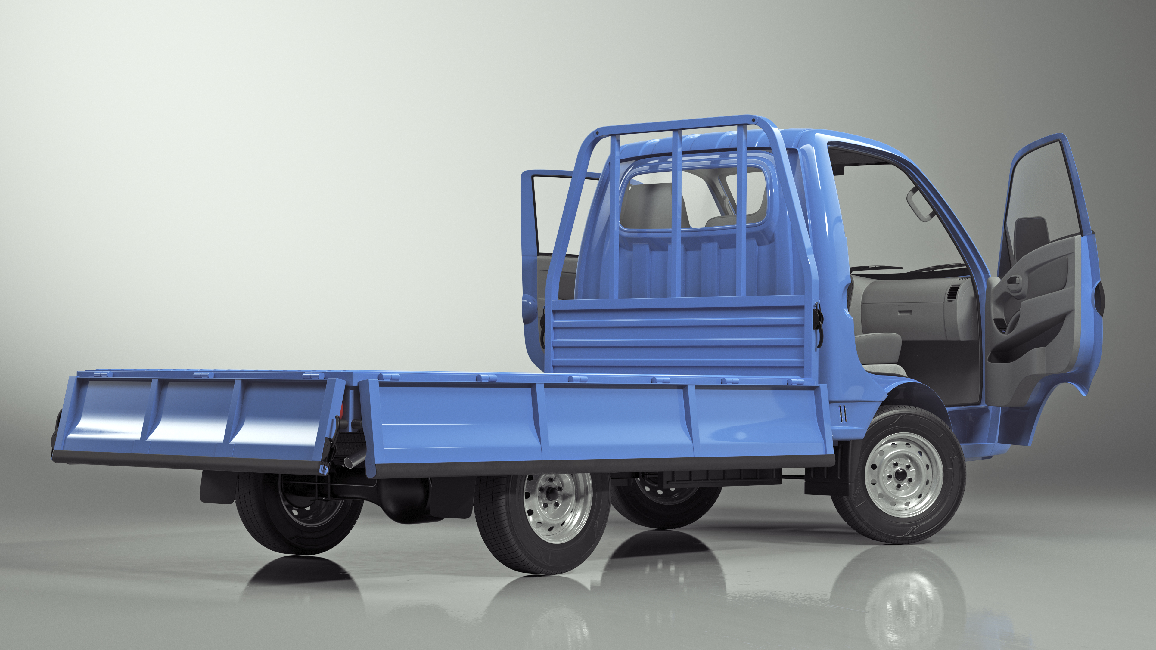 Flatbed Truck Blue Rigged for Cinema 4D 3D model