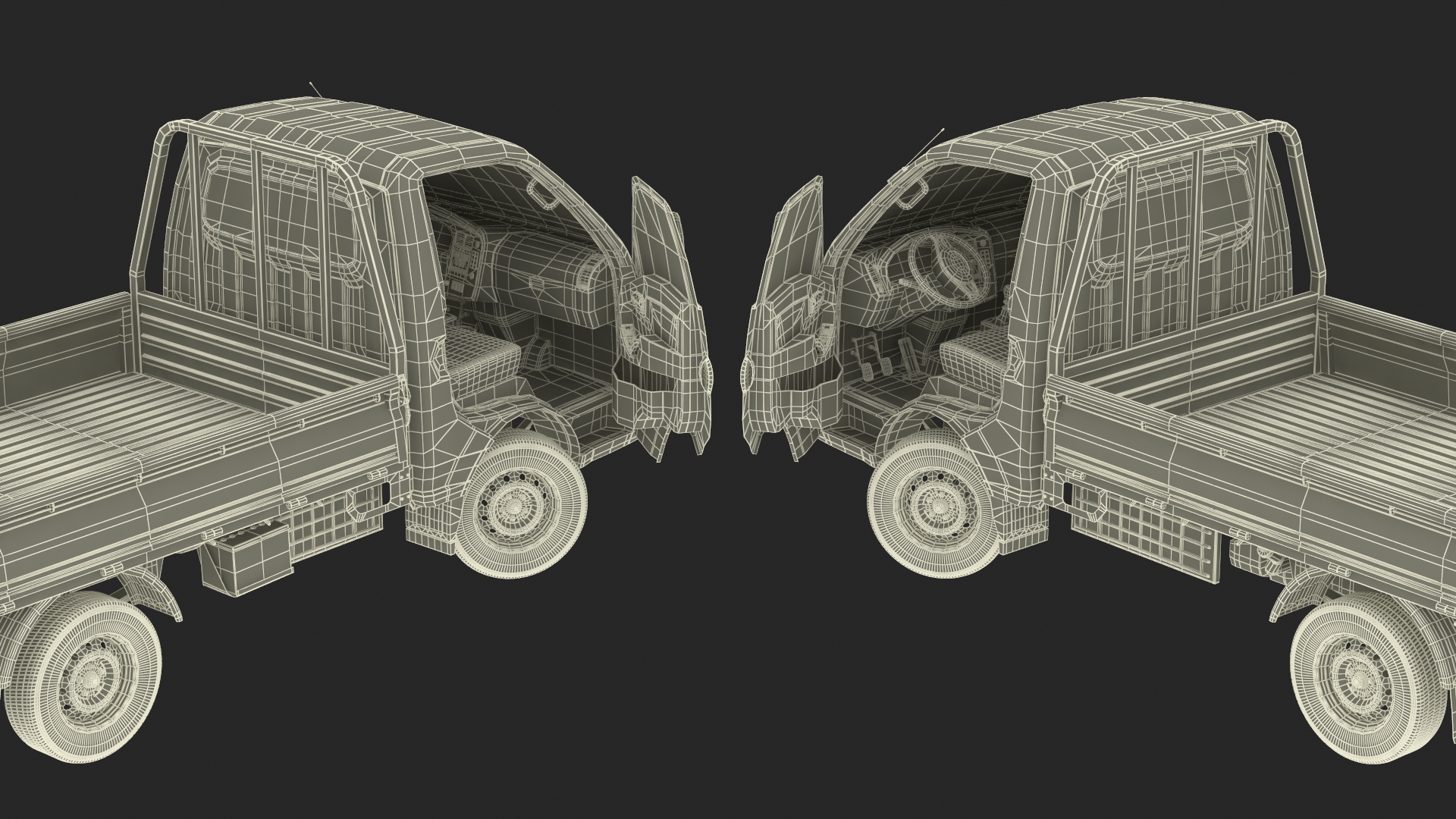 Flatbed Truck Blue Rigged for Cinema 4D 3D model